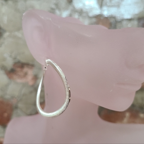 Jewelry - Brushed Satin Sterling Silver Hoop Earrings